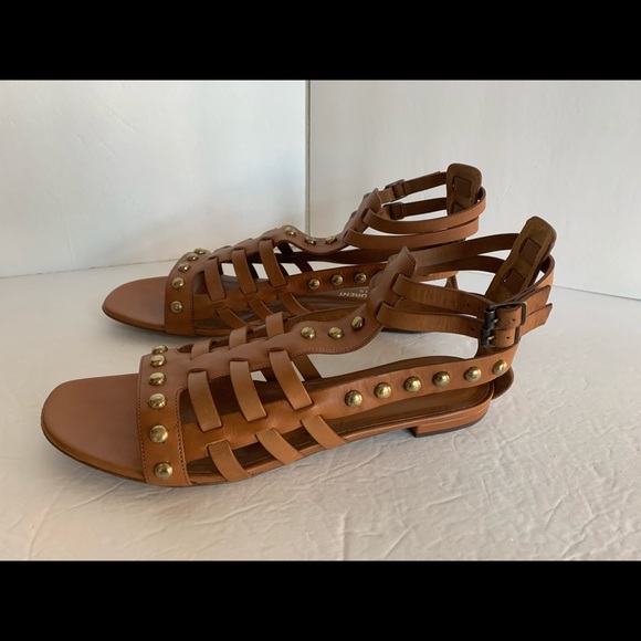 YSL Saint Laurent Caramel Cage Studded Gladiator Sandal Size 42 - Picture 4 of 8